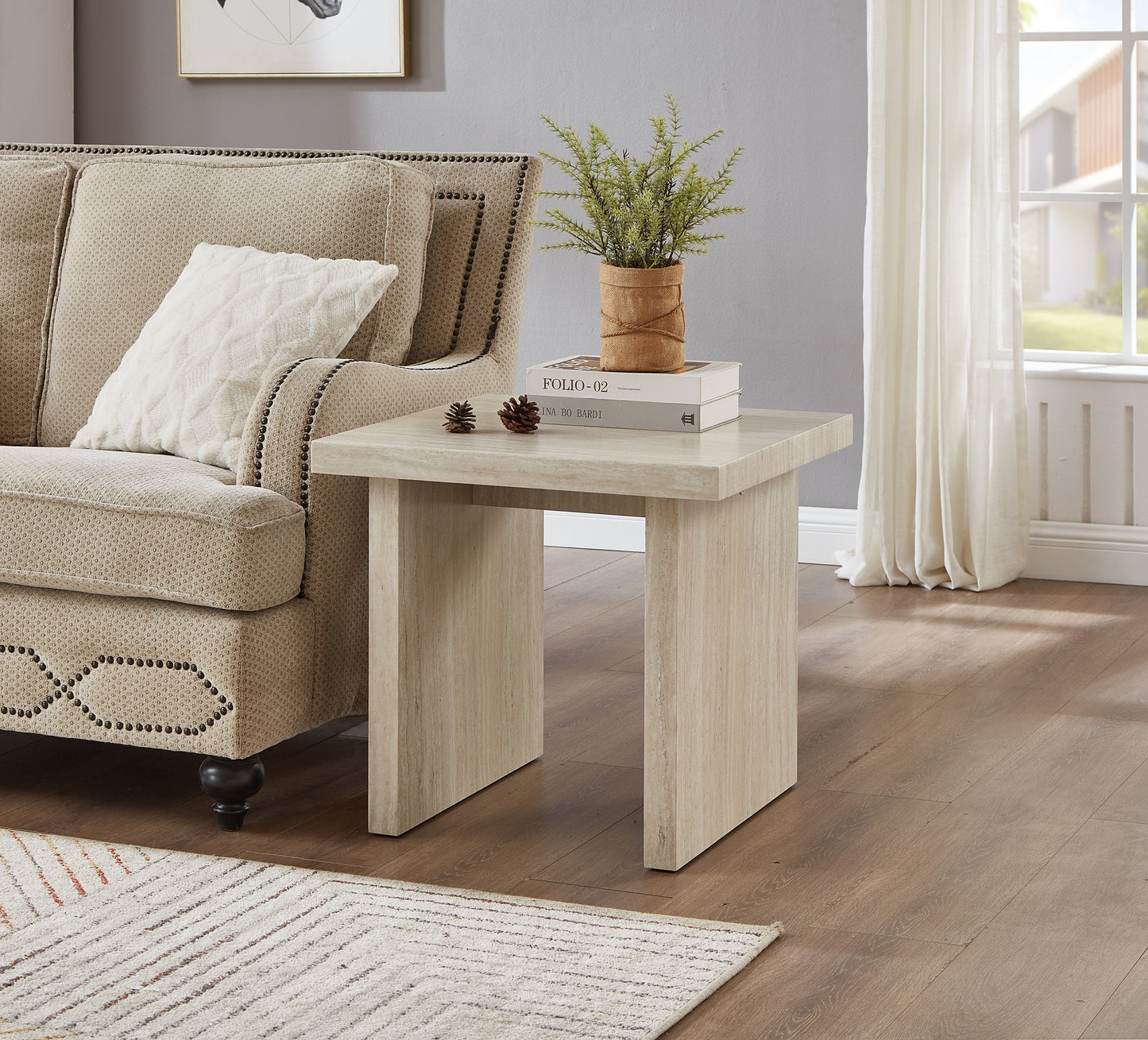 Roundhill Furniture Cavira 3-Piece Faux Marble Coffee Table Set