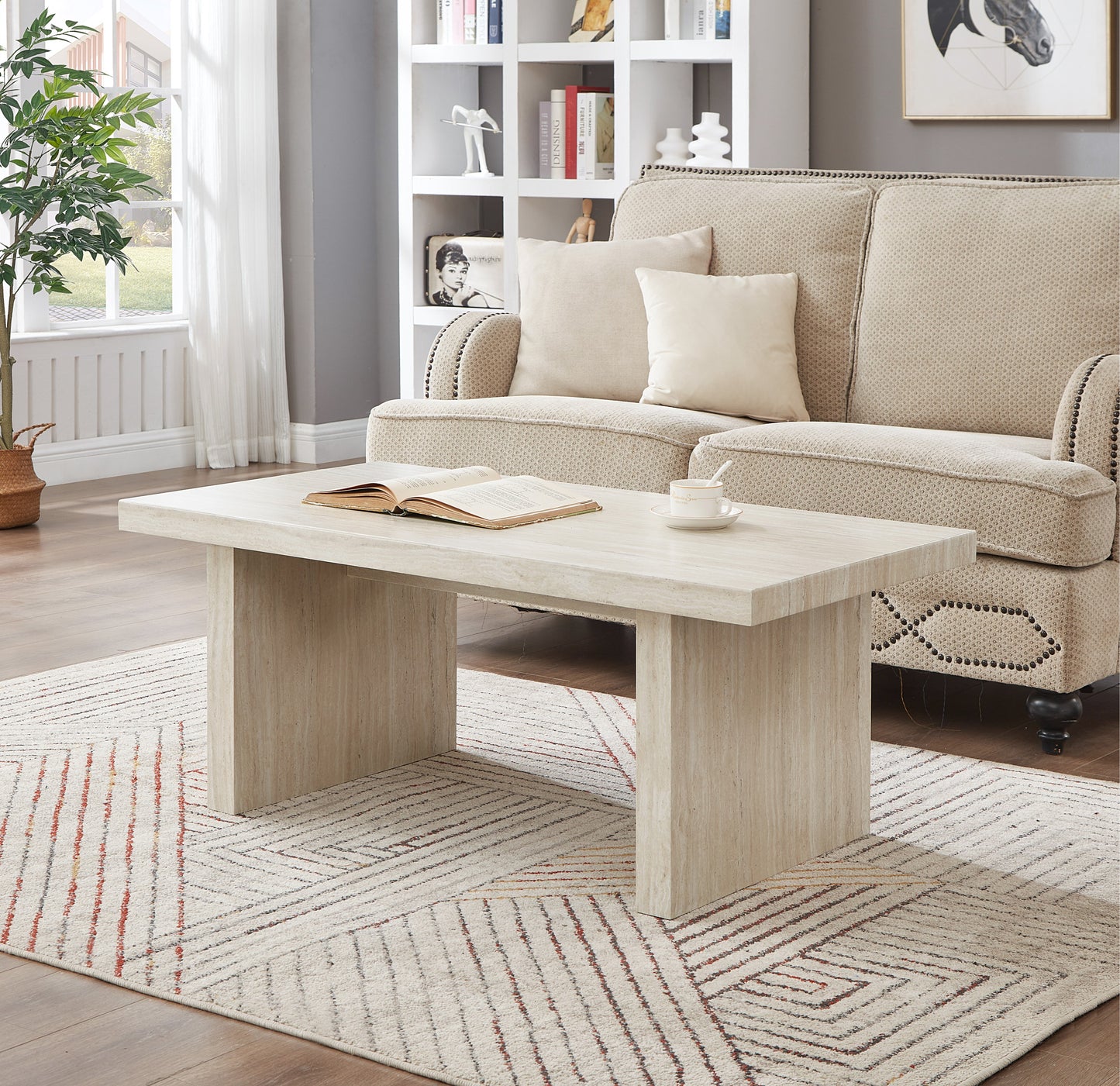 Roundhill Furniture Cavira Modern Faux Marble Living Room Coffee Table