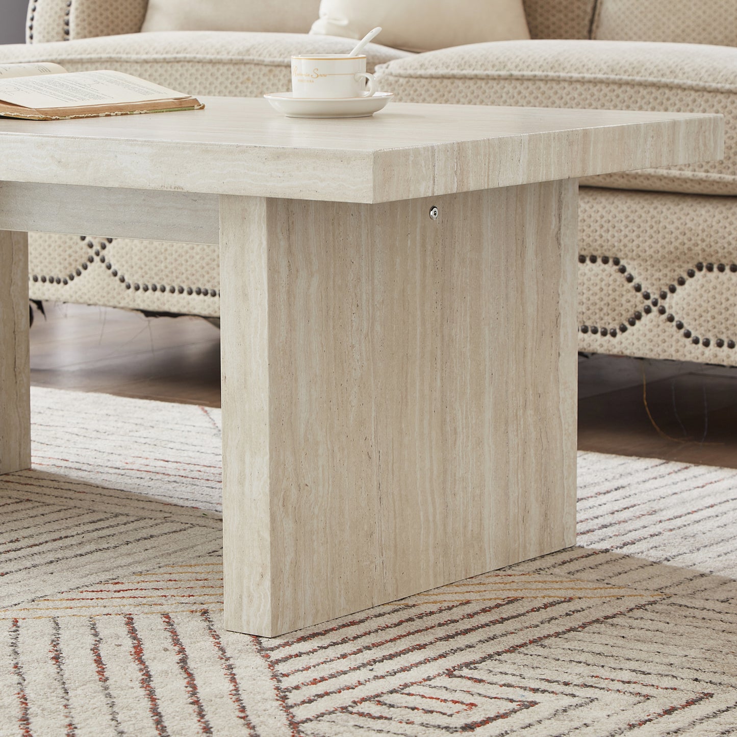 Roundhill Furniture Cavira Modern Faux Marble Living Room Coffee Table
