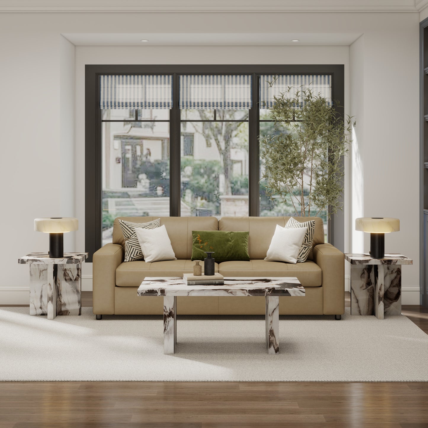 Roundhill Furniture Cavira 3-Piece Faux Marble Coffee Table Set