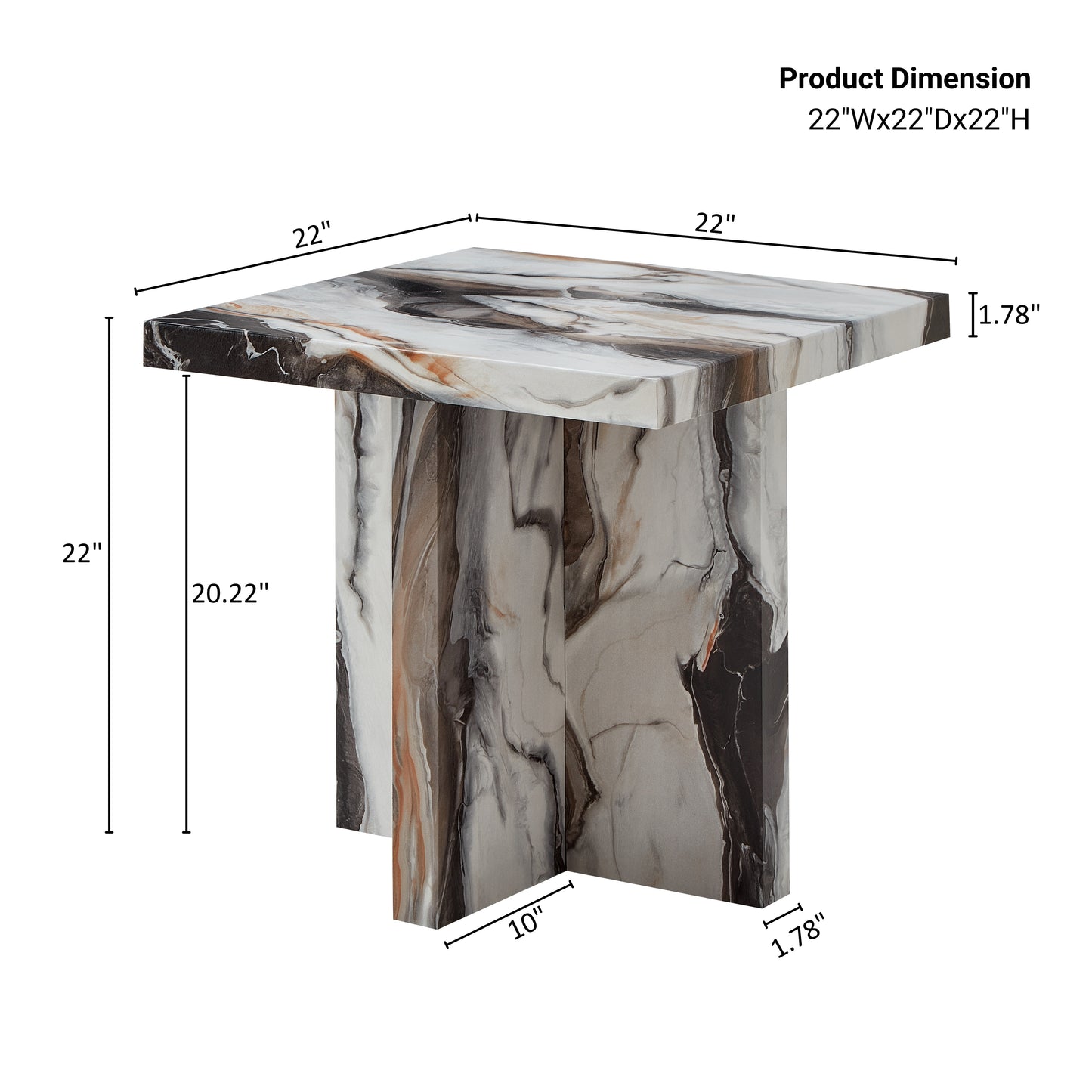 Roundhill Furniture Cavira 3-Piece Faux Marble Coffee Table Set