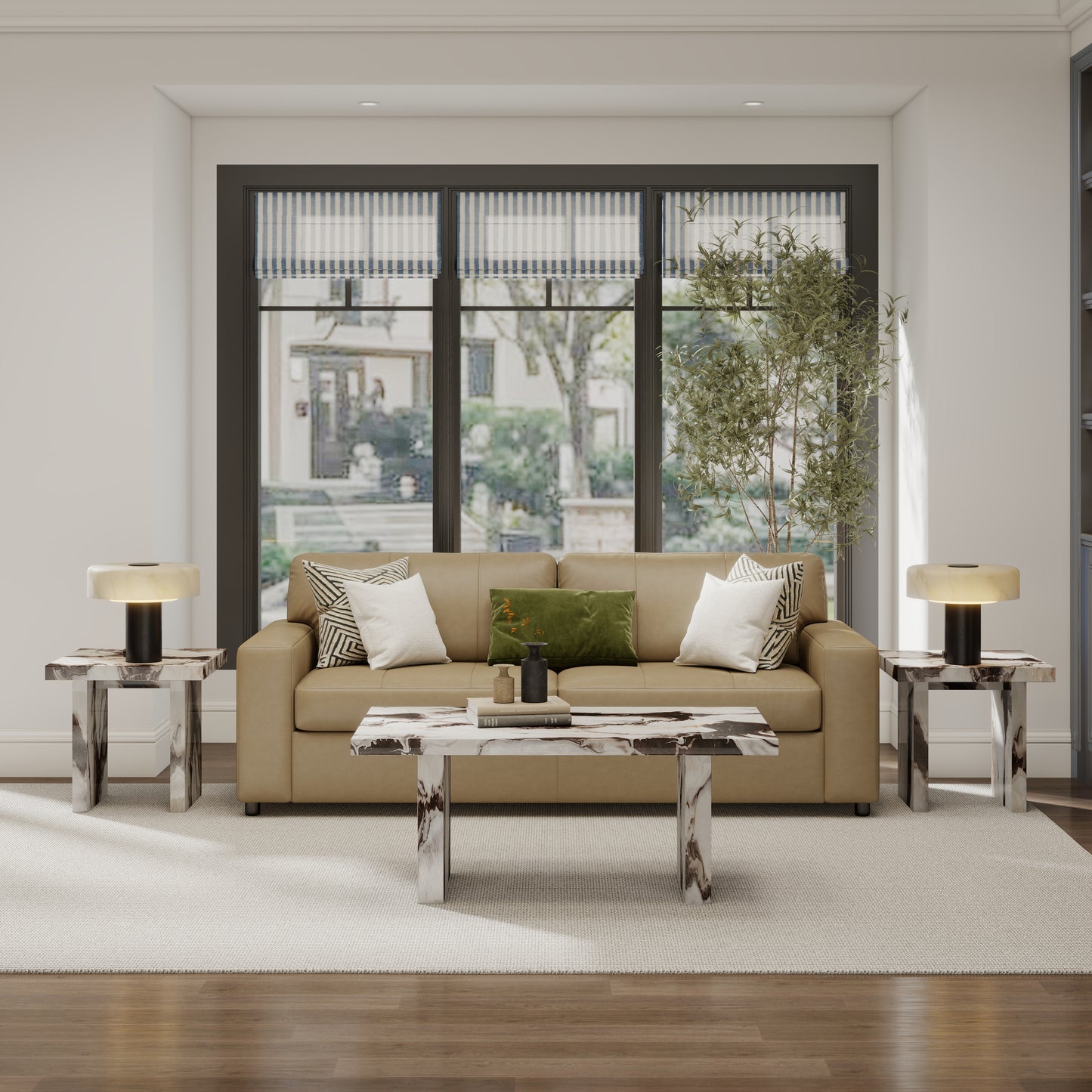 Roundhill Furniture Cavira 3-Piece Faux Marble Coffee Table Set