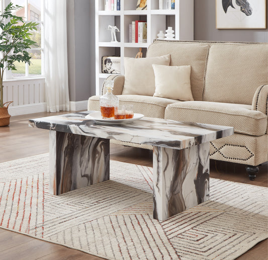 Roundhill Furniture Cavira Modern Faux Marble Living Room Coffee Table