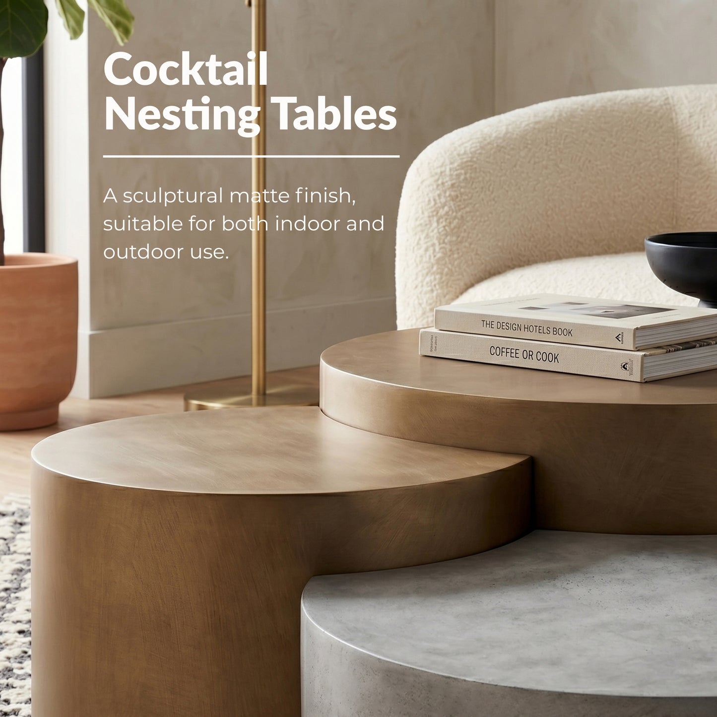 Roundhill Furniture Sovana Modern Indoor/Outdoor Nesting Coffee Table