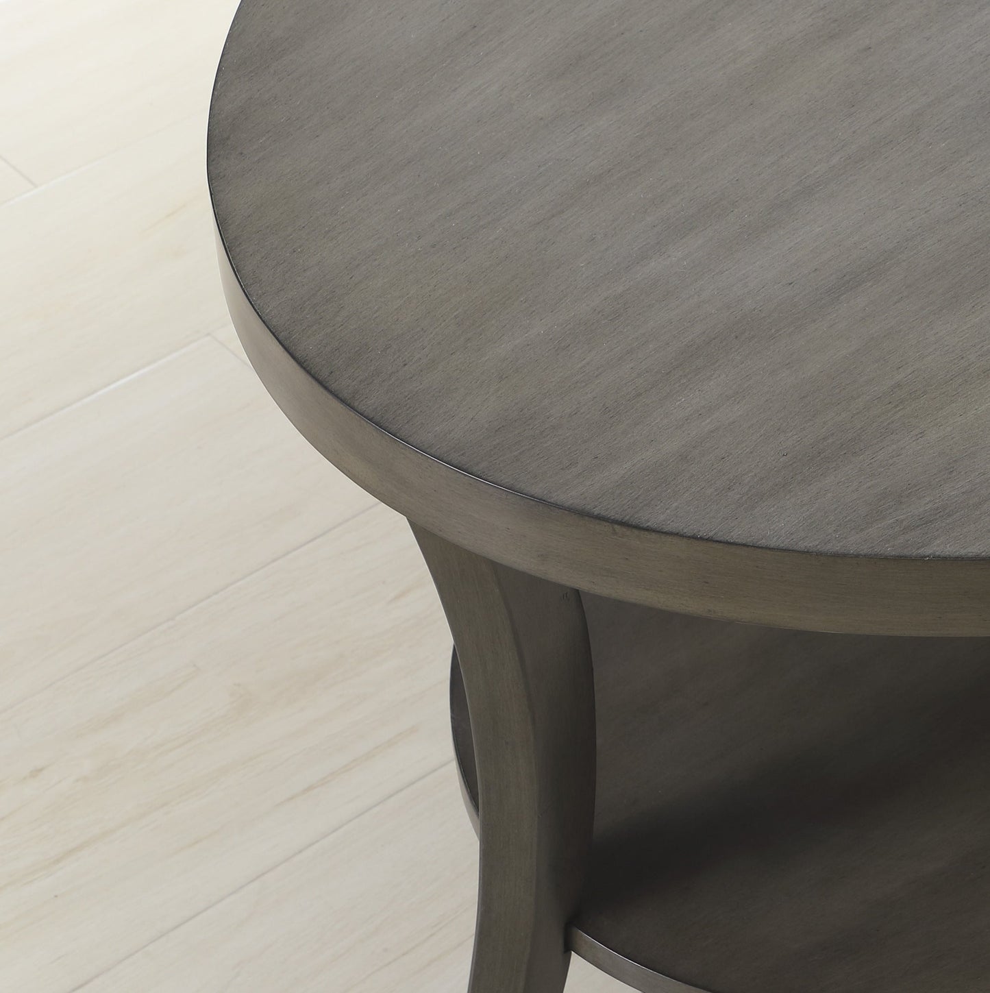 Perth Espresso Round End Table with Shelf