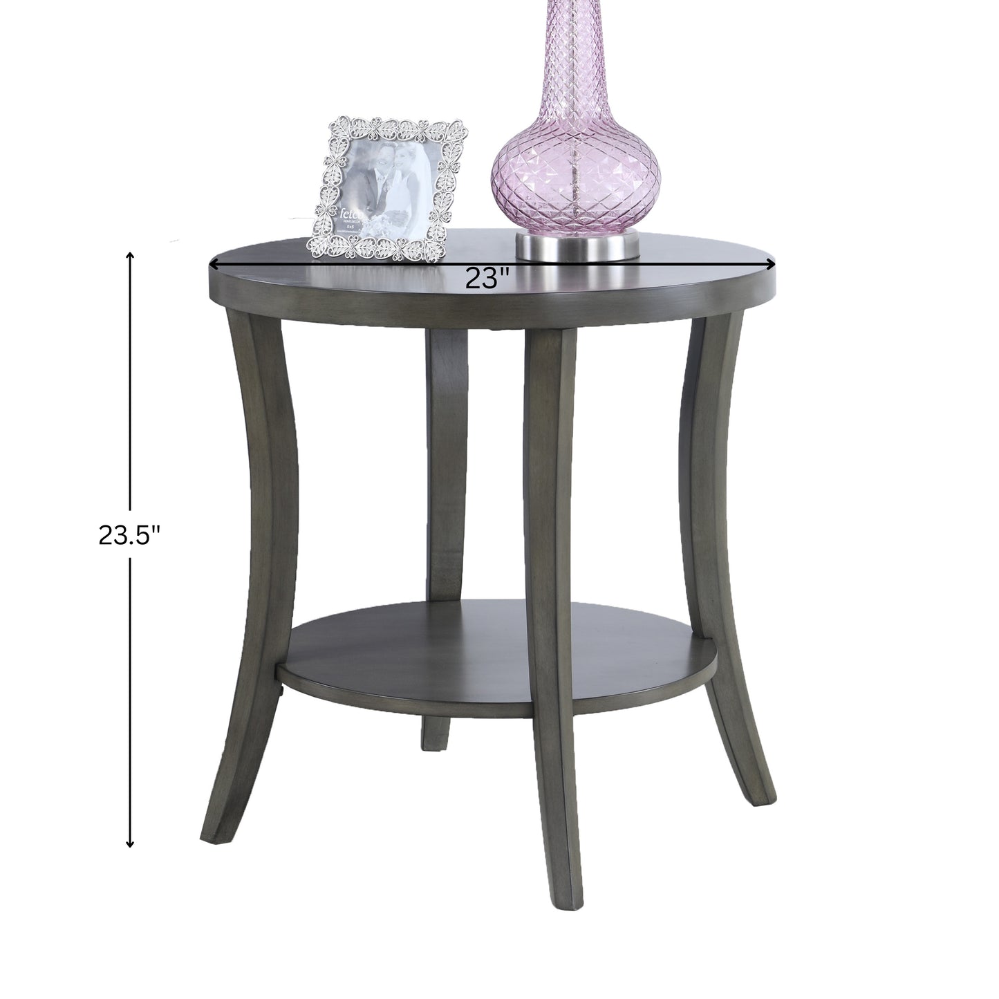 Perth Espresso Round End Table with Shelf