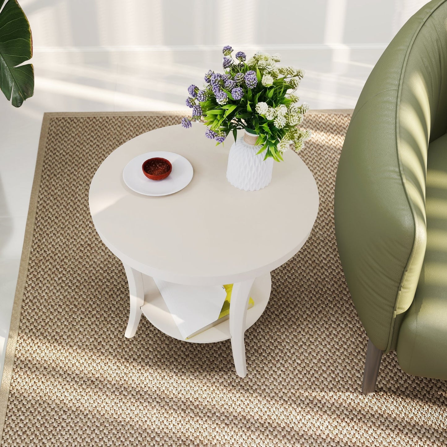 Perth Espresso Round End Table with Shelf