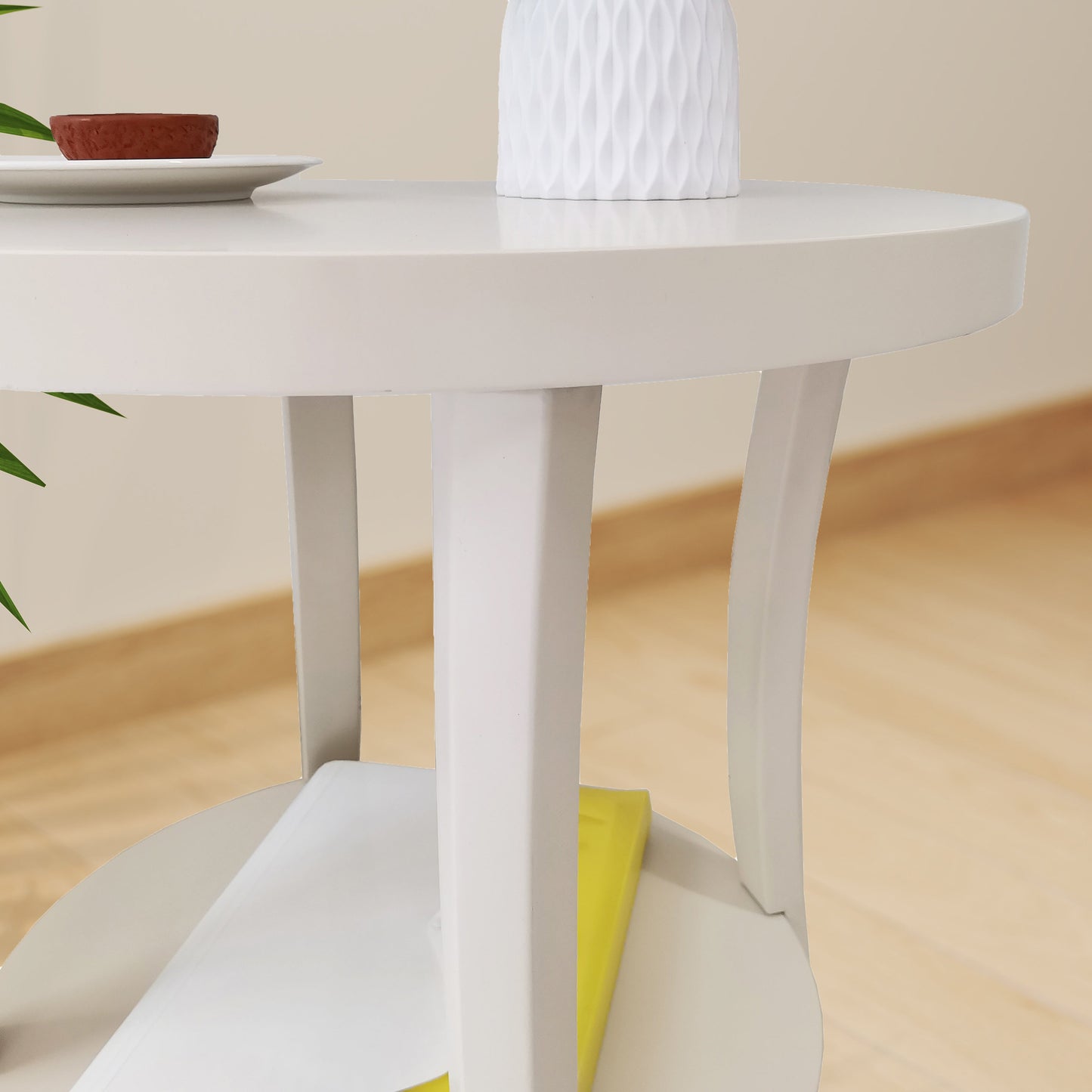Perth Espresso Round End Table with Shelf