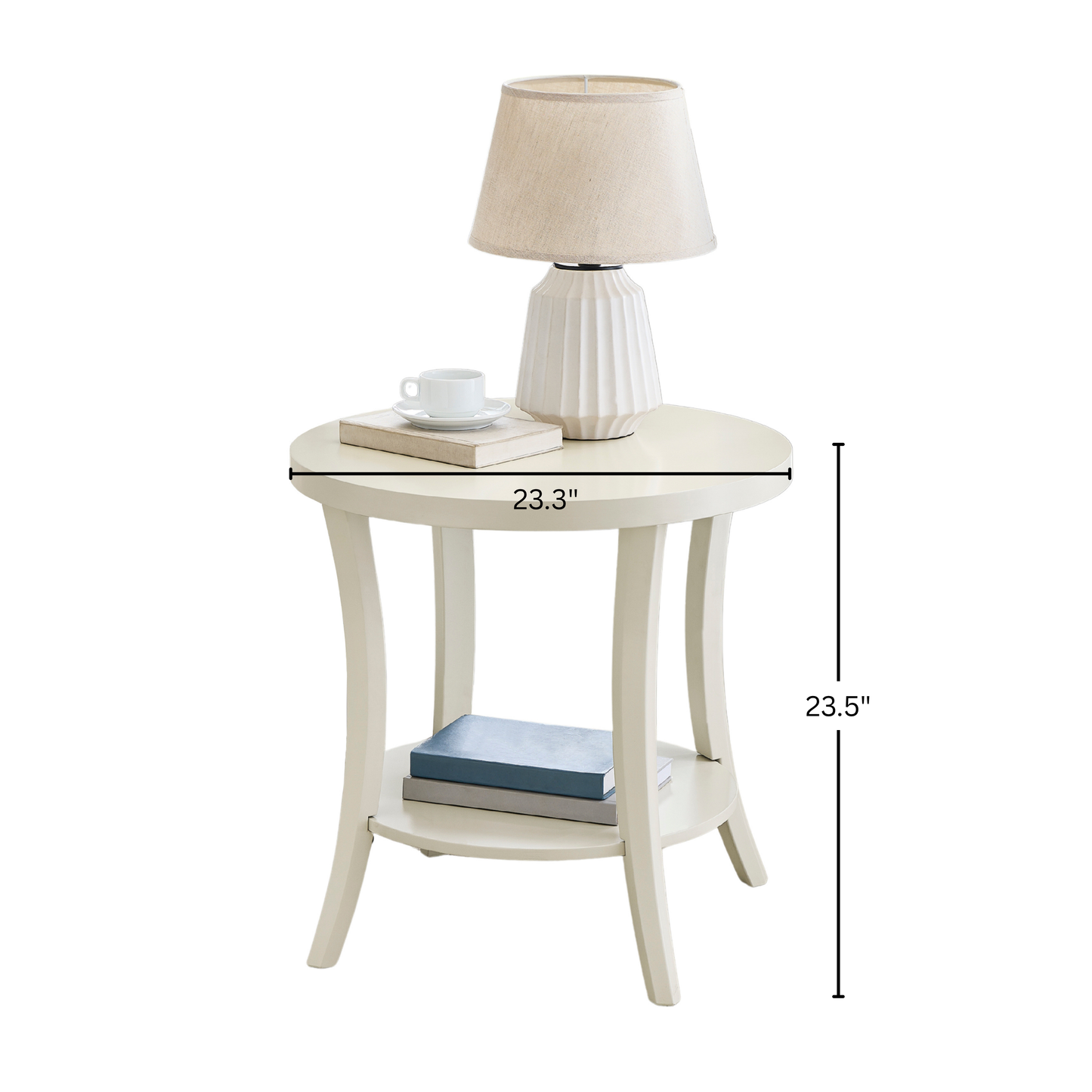 Perth Espresso Round End Table with Shelf