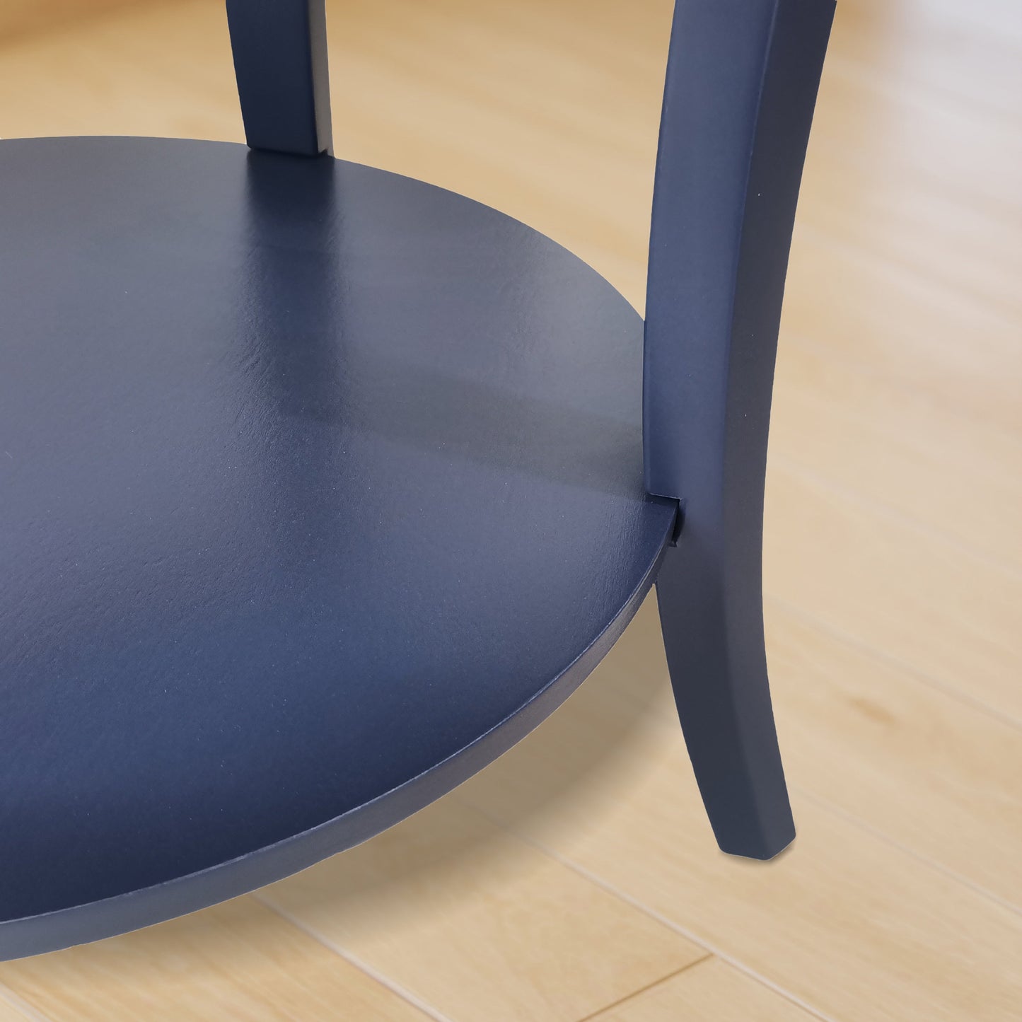 Perth Espresso Round End Table with Shelf