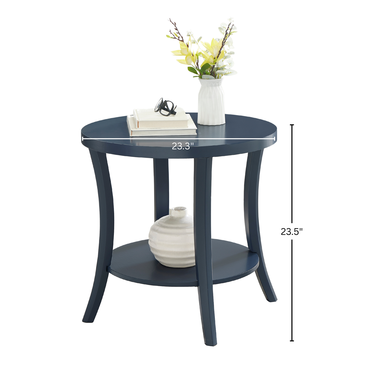 Perth Espresso Round End Table with Shelf