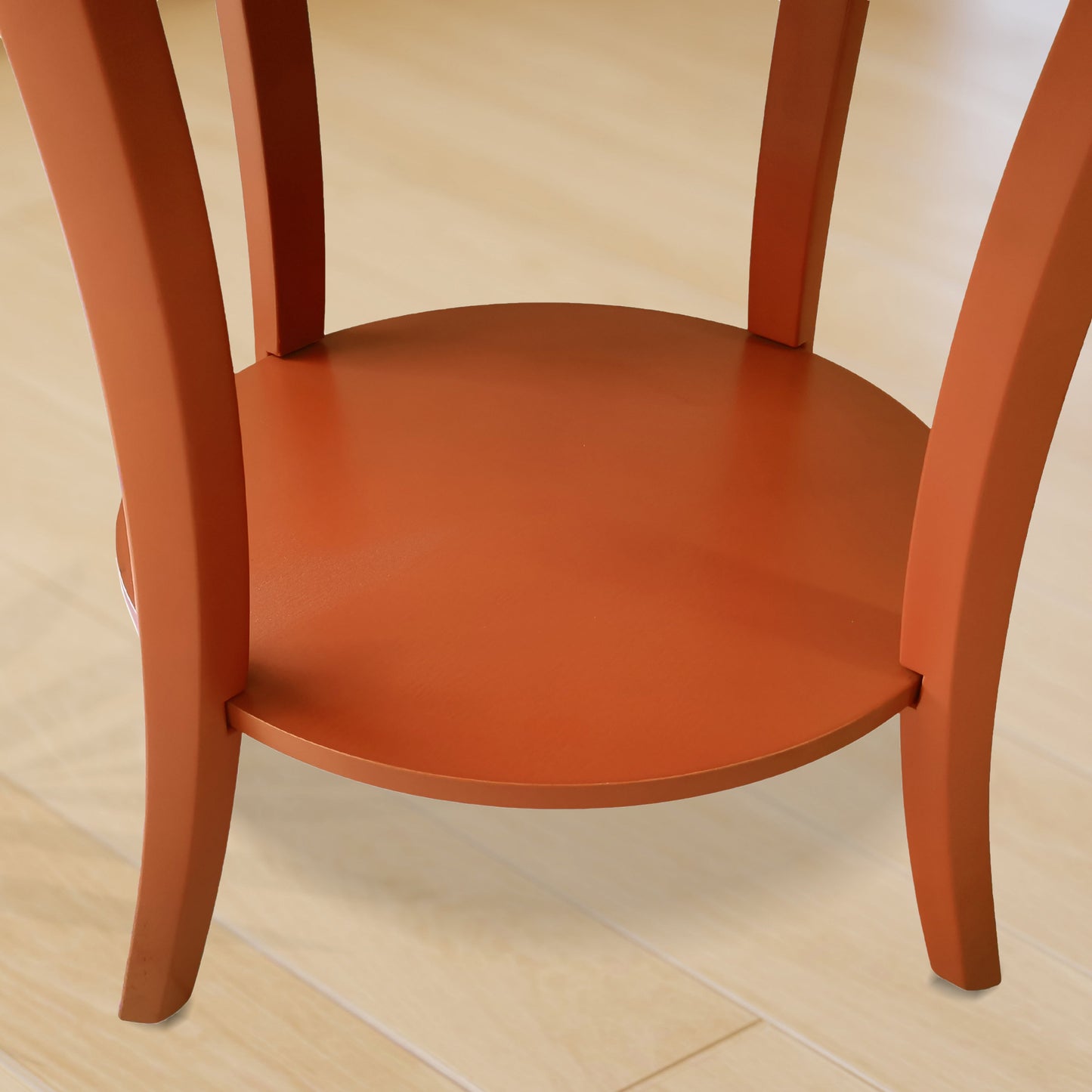 Perth Espresso Round End Table with Shelf