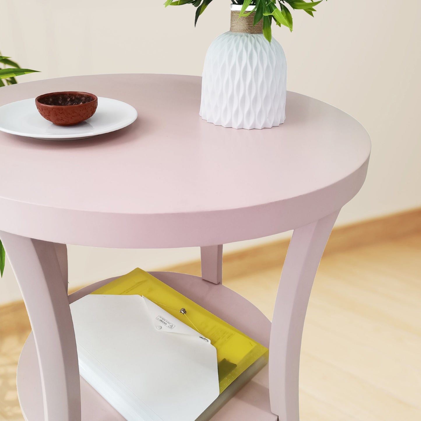 Perth Espresso Round End Table with Shelf
