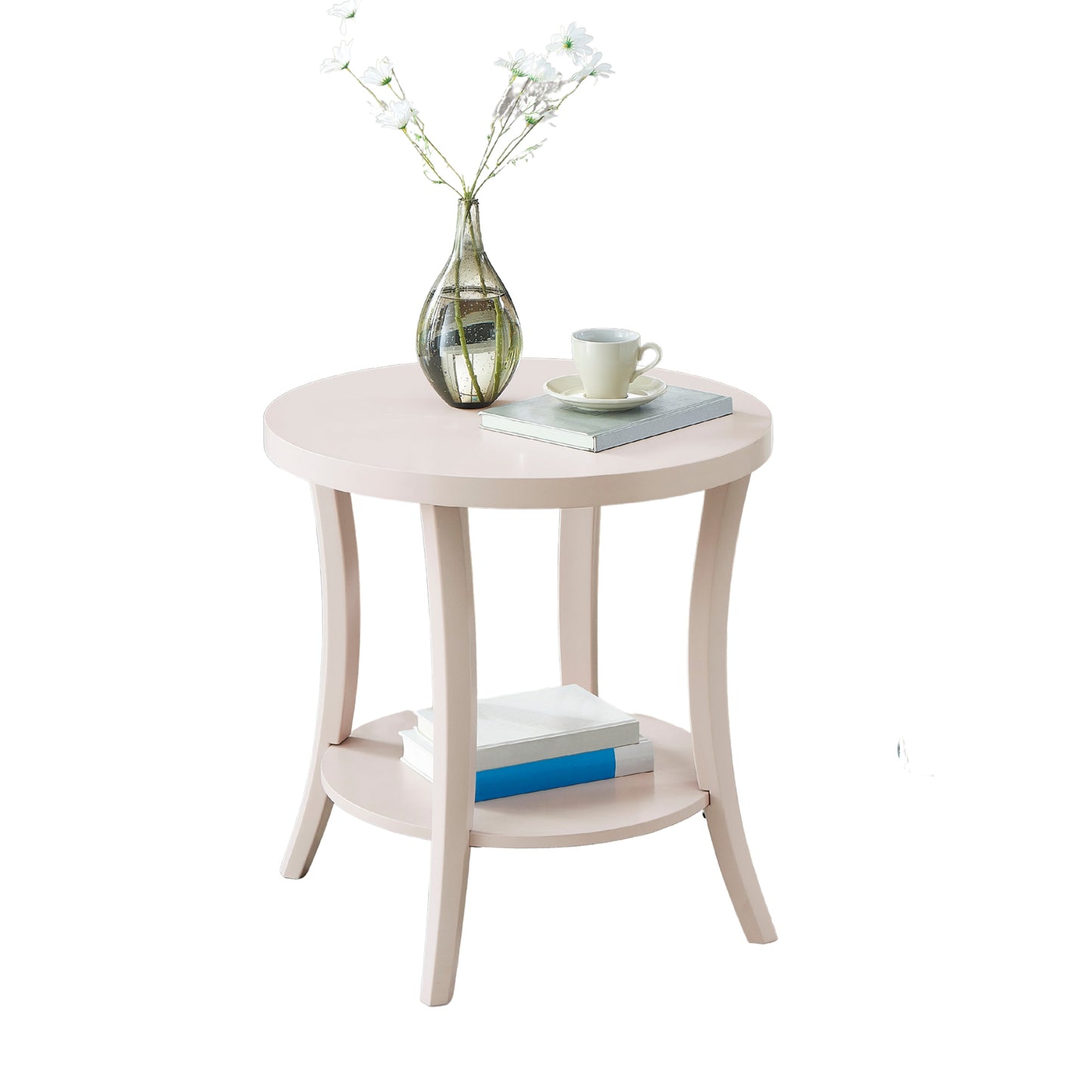 Perth Espresso Round End Table with Shelf