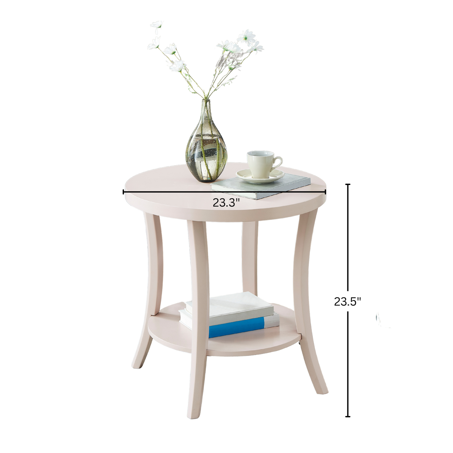 Perth Espresso Round End Table with Shelf