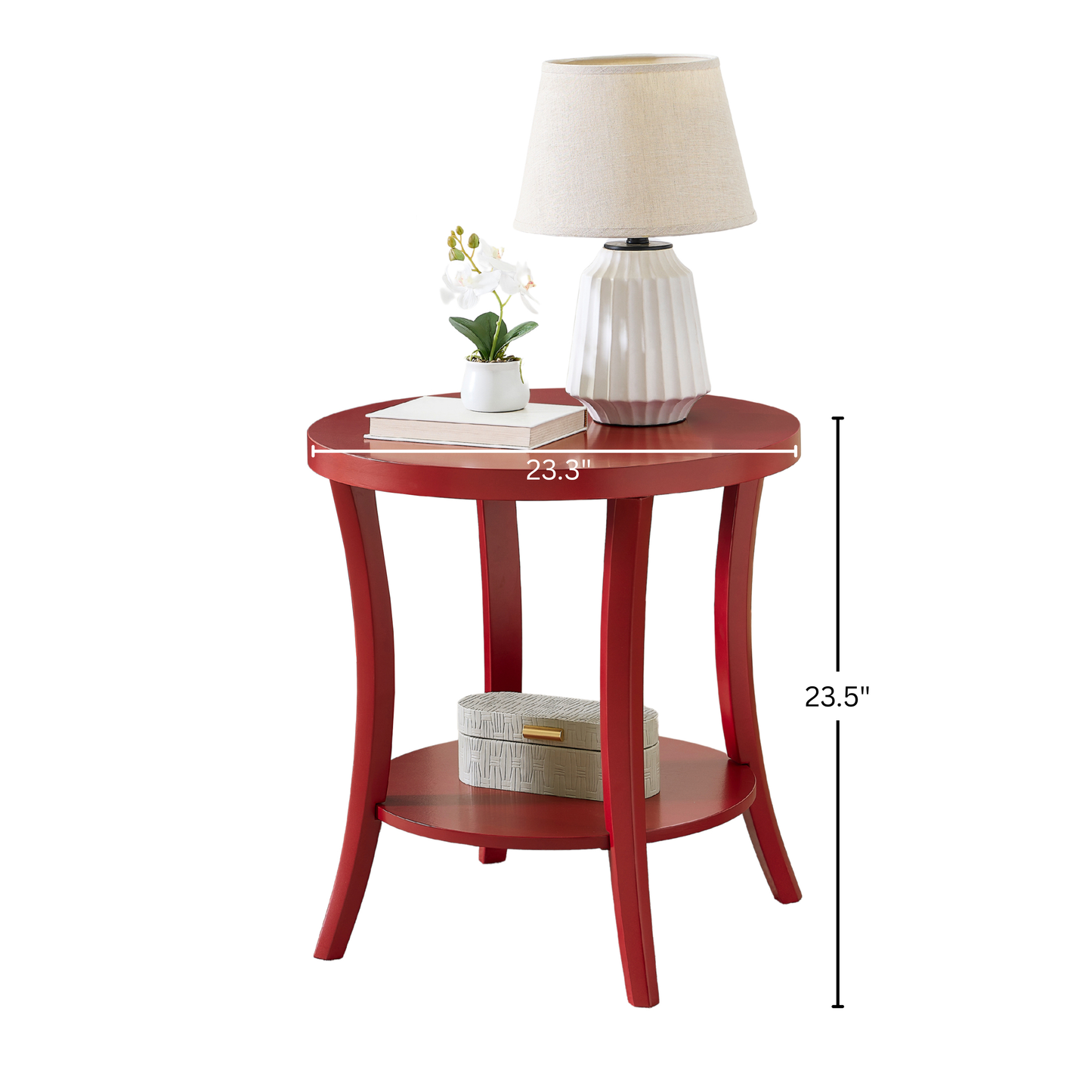 Perth Espresso Round End Table with Shelf