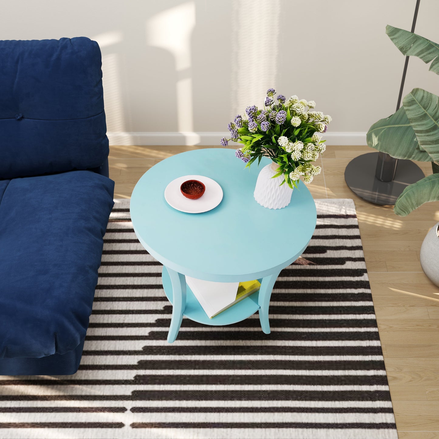 Perth Espresso Round End Table with Shelf