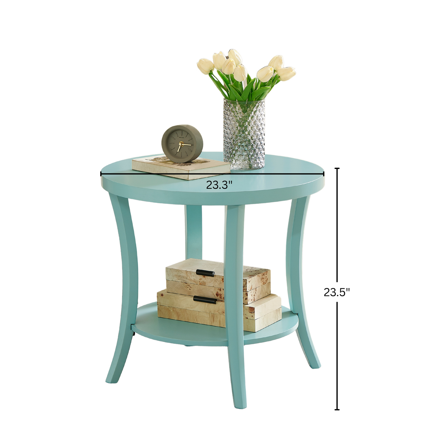 Perth Espresso Round End Table with Shelf