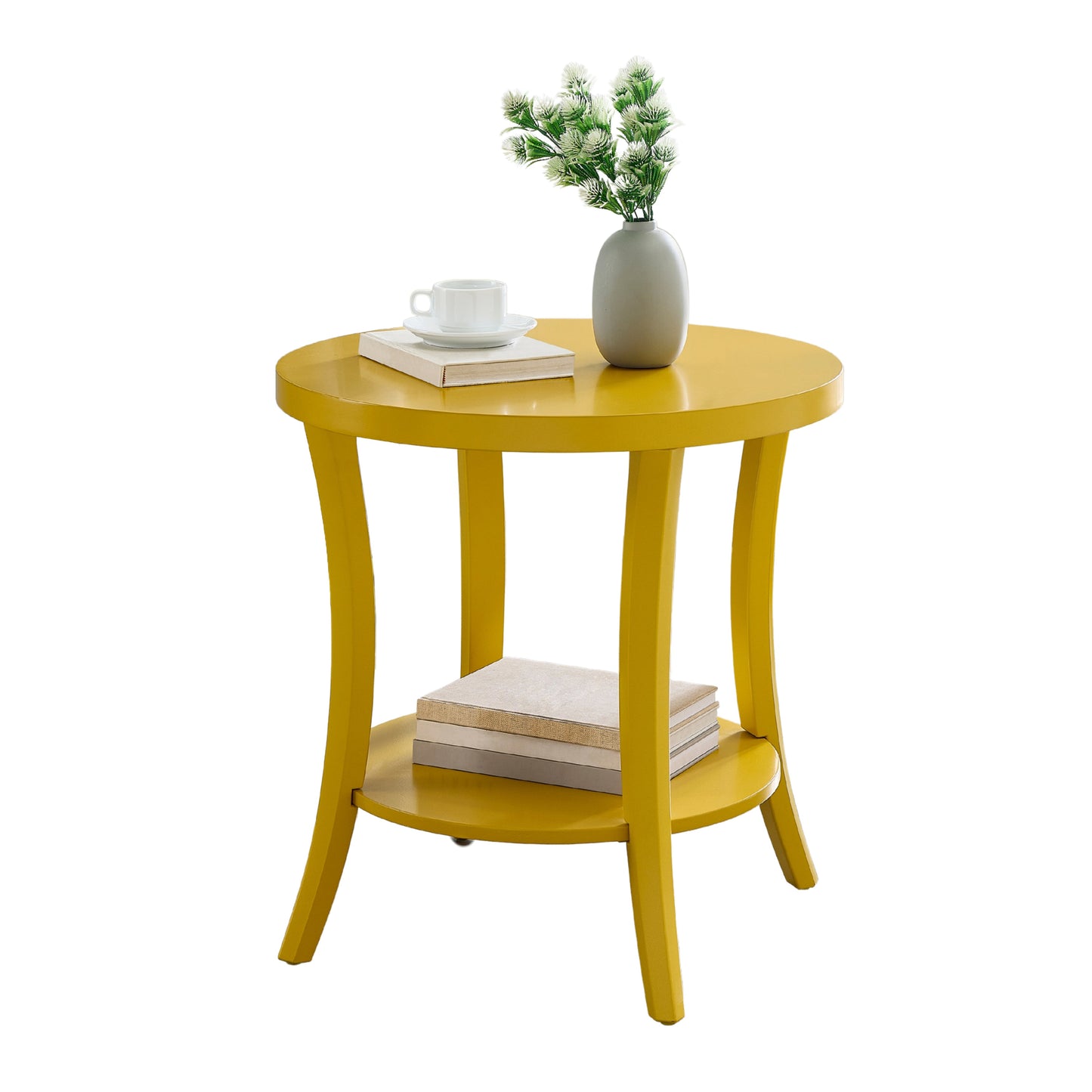 Perth Espresso Round End Table with Shelf