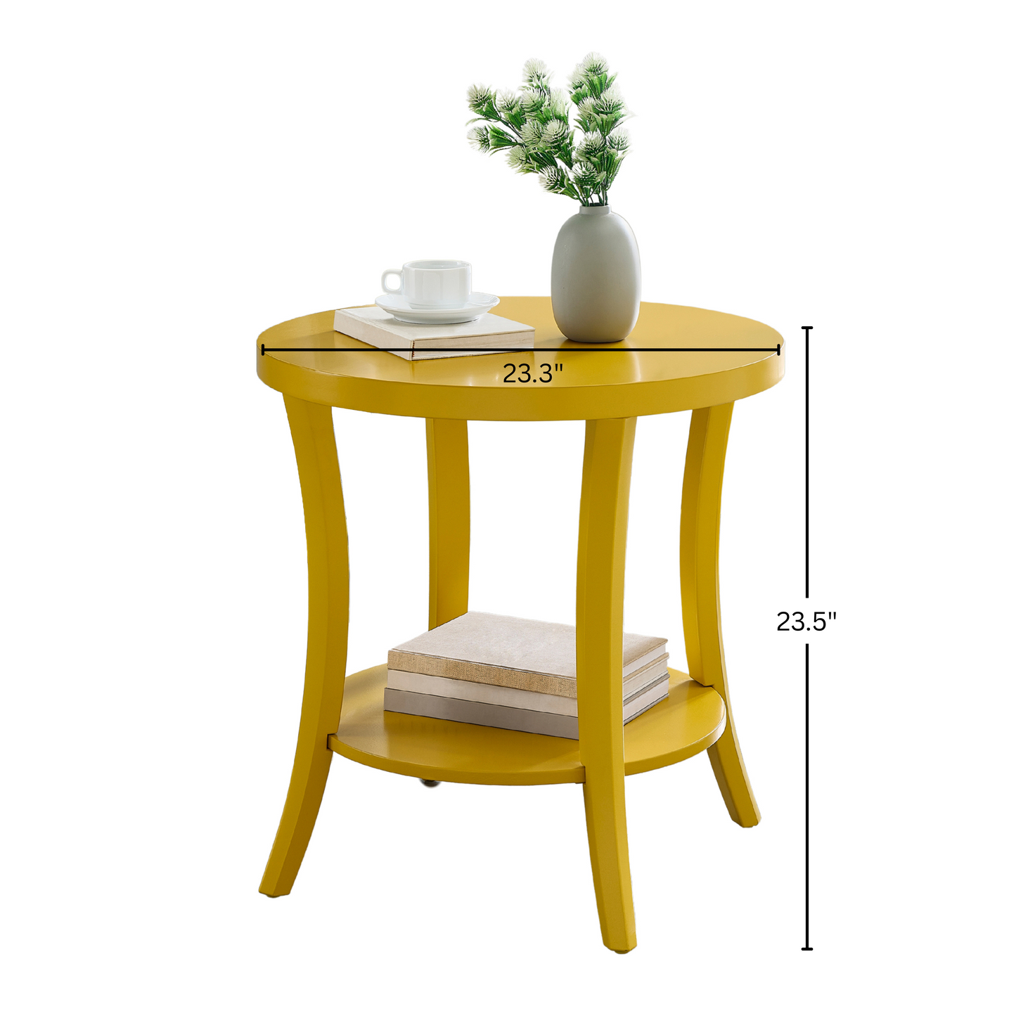 Perth Espresso Round End Table with Shelf