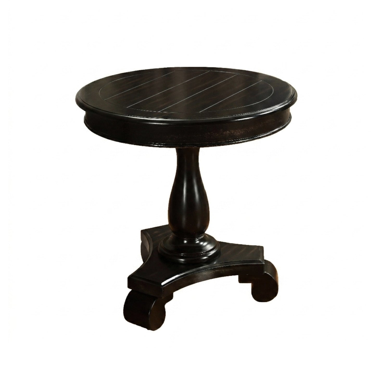 Rene Black Round Wood Pedestal Side Table