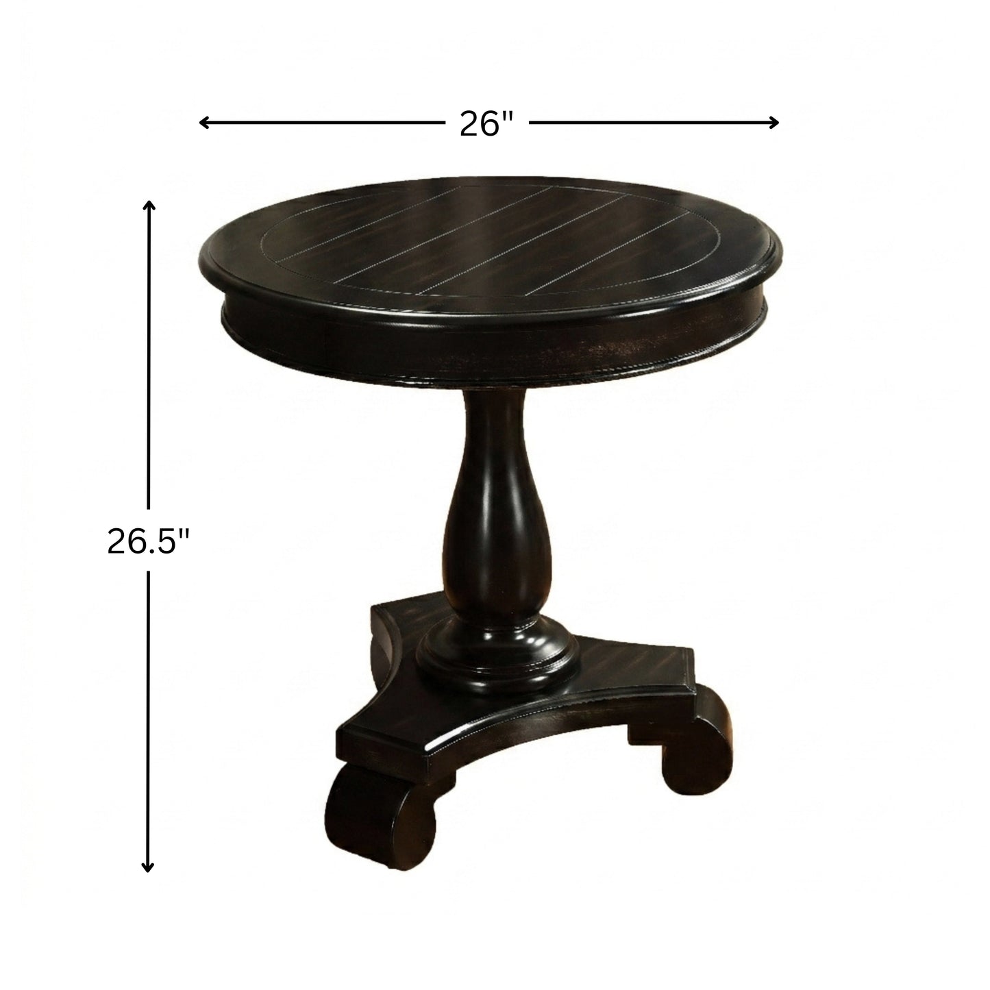 Rene Black Round Wood Pedestal Side Table