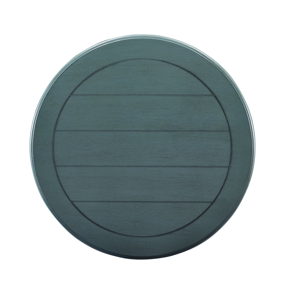 Rene Round Wood Pedestal Side Table, Teal