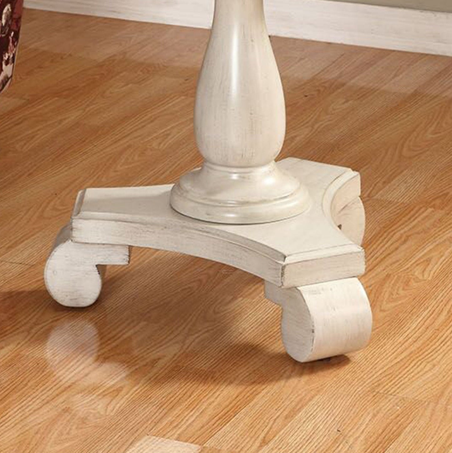 Roundhill Furniture Rene Round Wood Pedestal Side Table, White