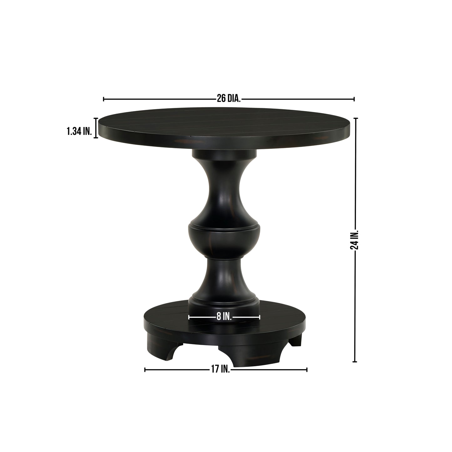 Roundhill Furniture Caesar Traditional Round Pedestal End Table