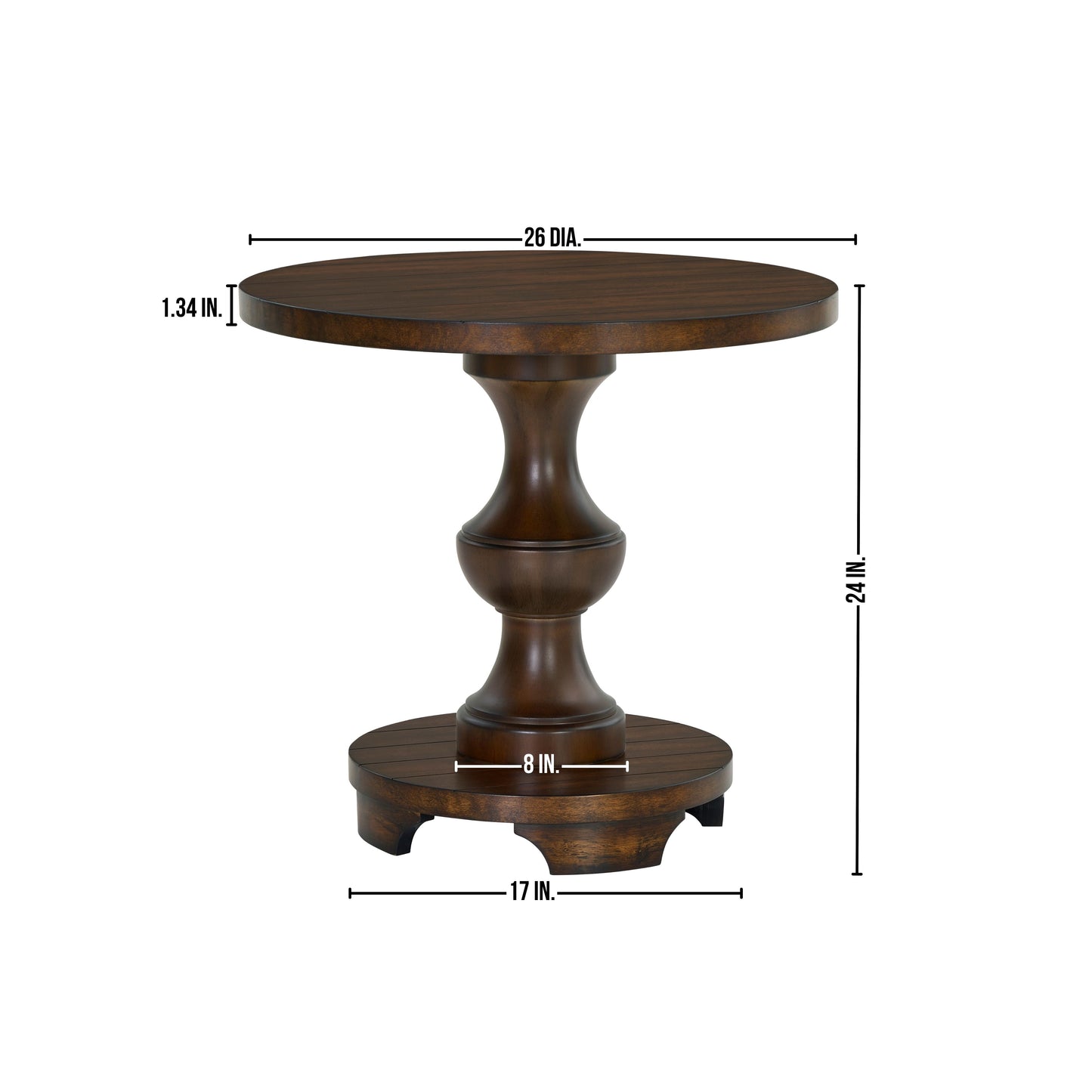 Roundhill Furniture Caesar Traditional Round Pedestal End Table