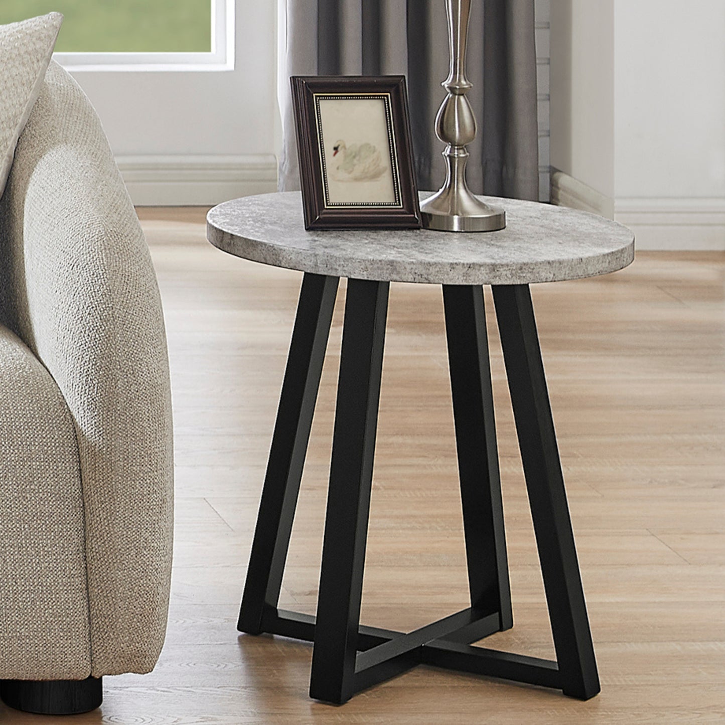 Roundhill Furniture Modern Harmony Wood Round End Table