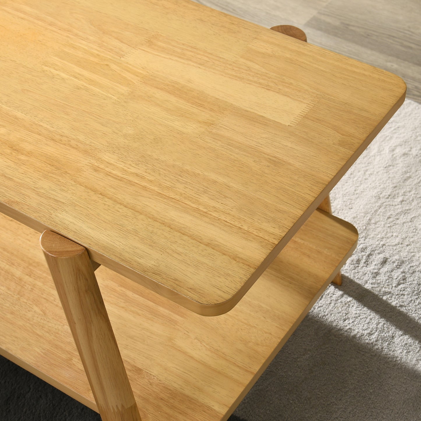 Roundhill Furniture Metz Mid-Century Modern Wood Shelf End Table