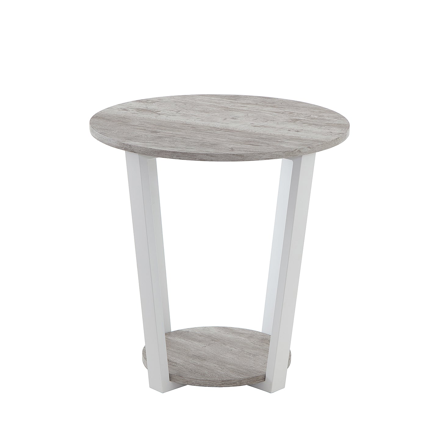 Roundhill Furniture Elysian Contemporary Round End Table with Shelf