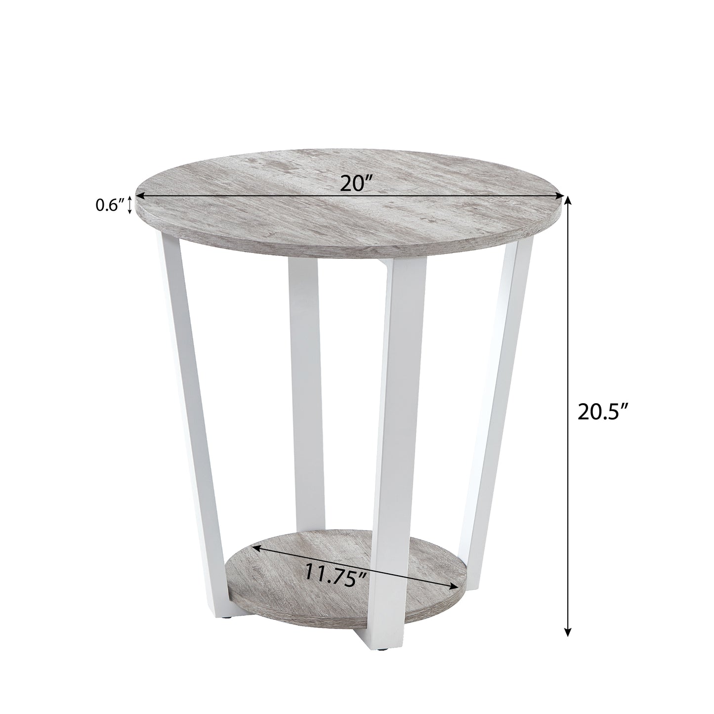 Roundhill Furniture Elysian Contemporary Round End Table with Shelf