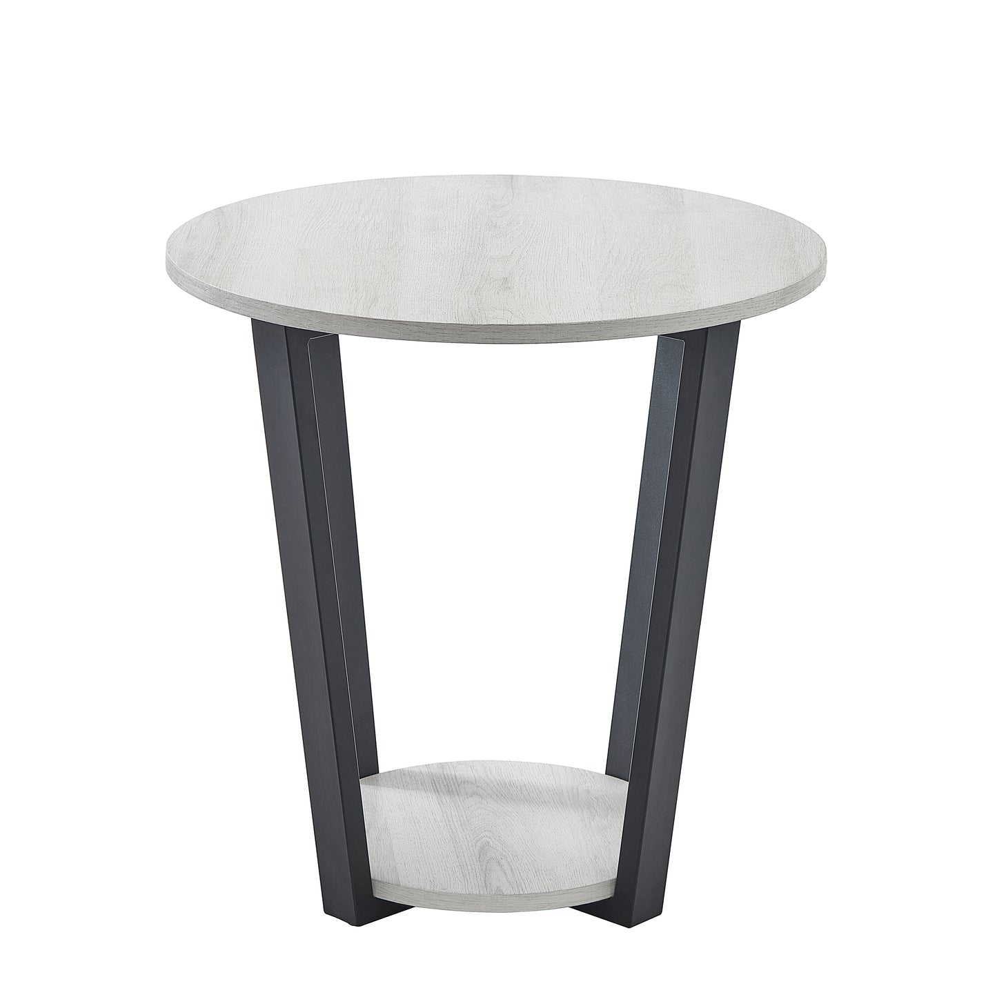 Roundhill Furniture Elysian Contemporary Round End Table with Shelf