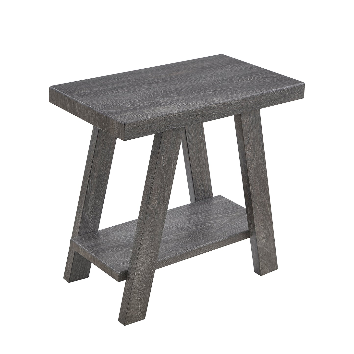 Roundhill Furniture Athens Contemporary Wood Shelf Side Table in Gray Finish