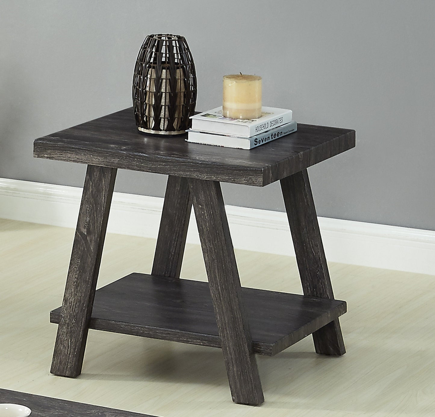 Roundhill Furniture Athens Contemporary Replicated Wood Shelf End Table