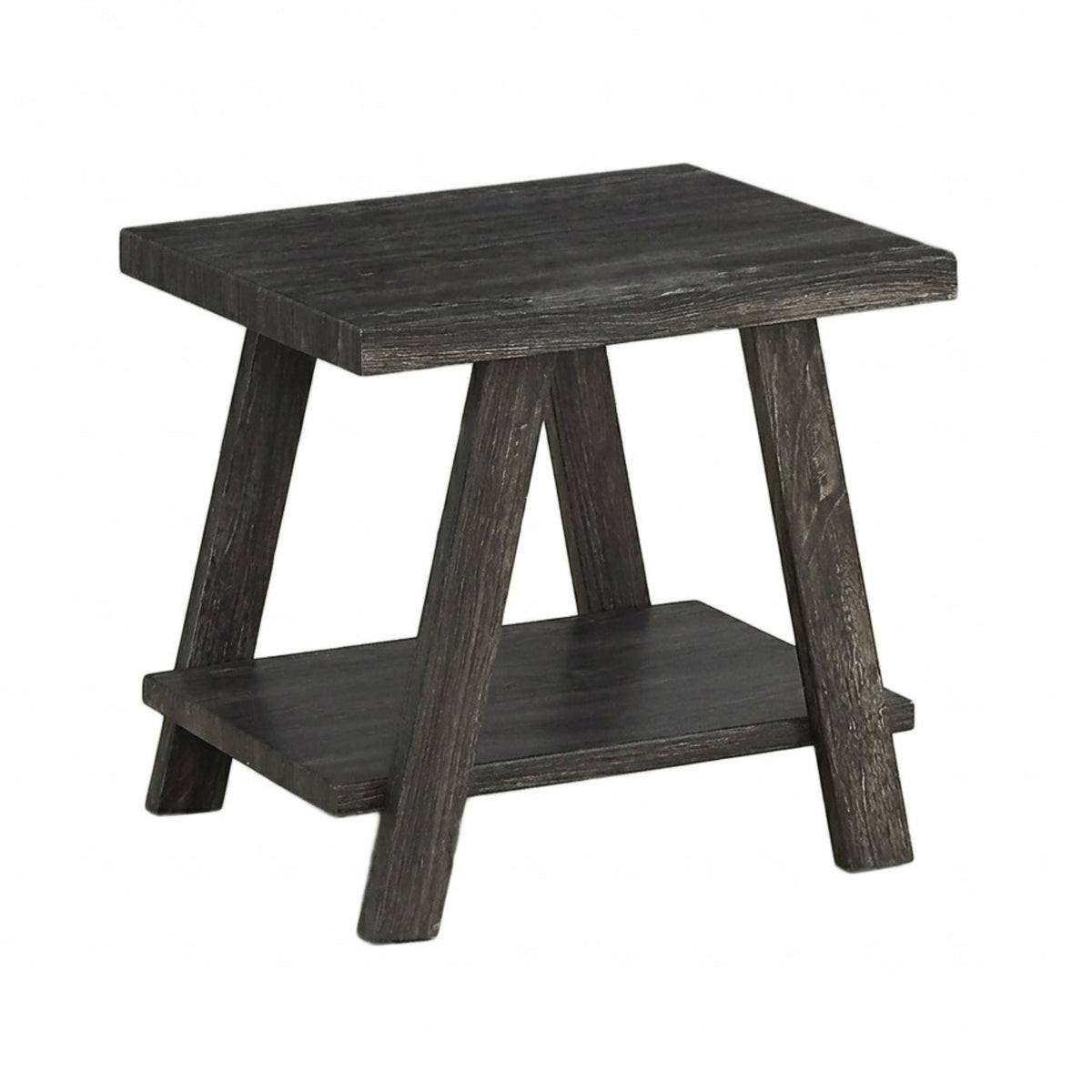 Athens Contemporary Replicated Wood Shelf End Table in Charcoal Finish