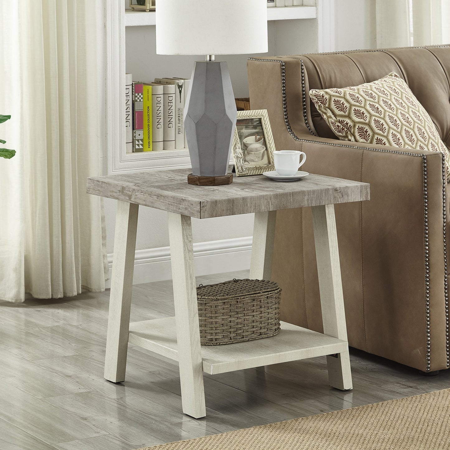 Roundhill Furniture Athens Contemporary Replicated Wood Shelf End Table