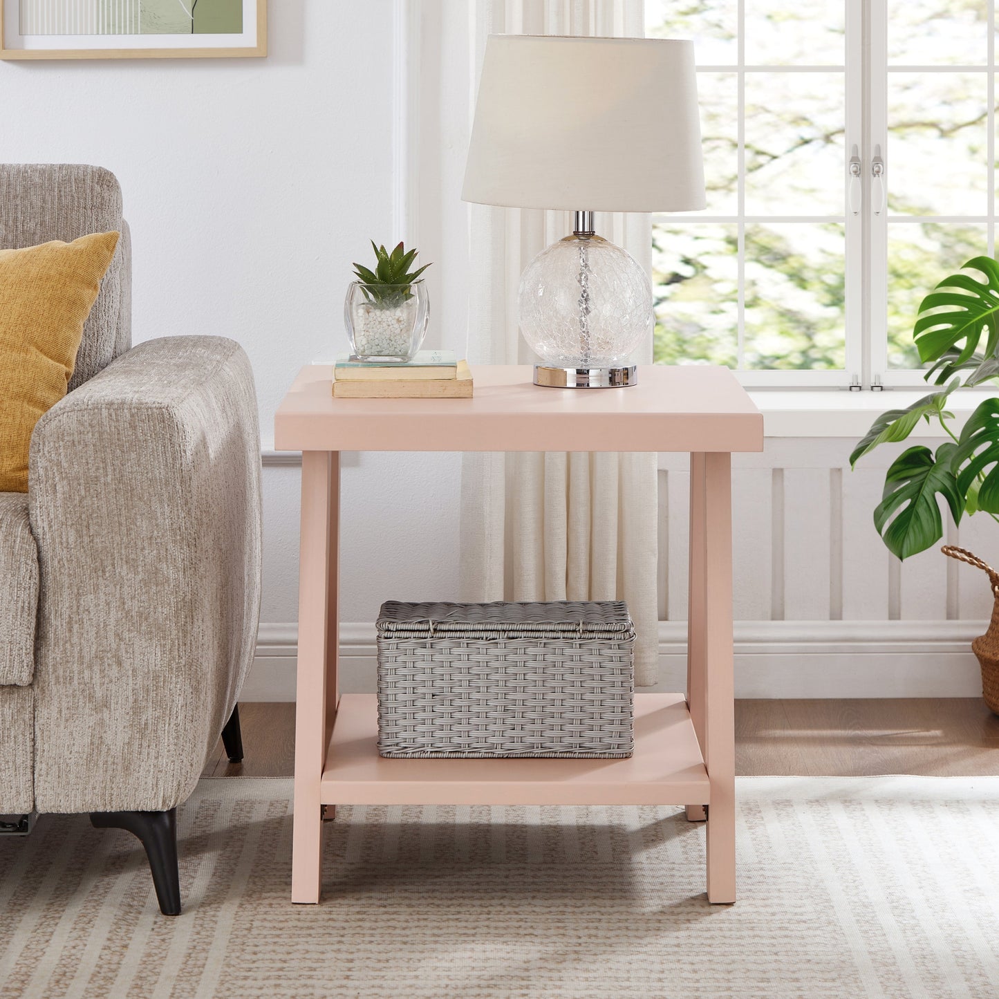 Roundhill Furniture Athens Contemporary Wood Shelf End Table