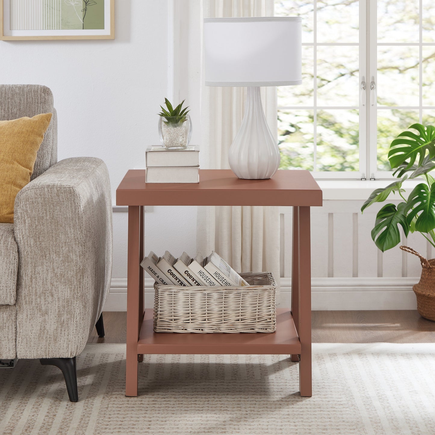 Roundhill Furniture Athens Contemporary Wood Shelf End Table