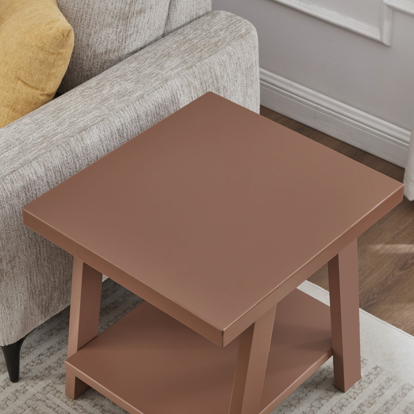 Roundhill Furniture Athens Contemporary Wood Shelf End Table