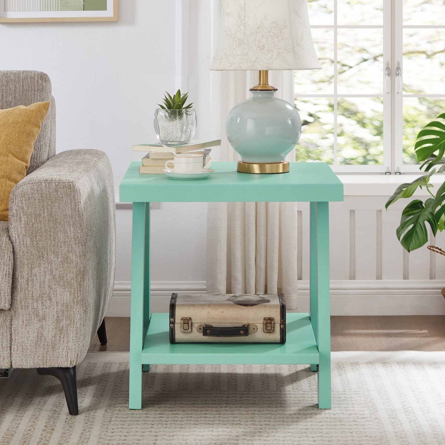 Roundhill Furniture Athens Contemporary Wood Shelf End Table