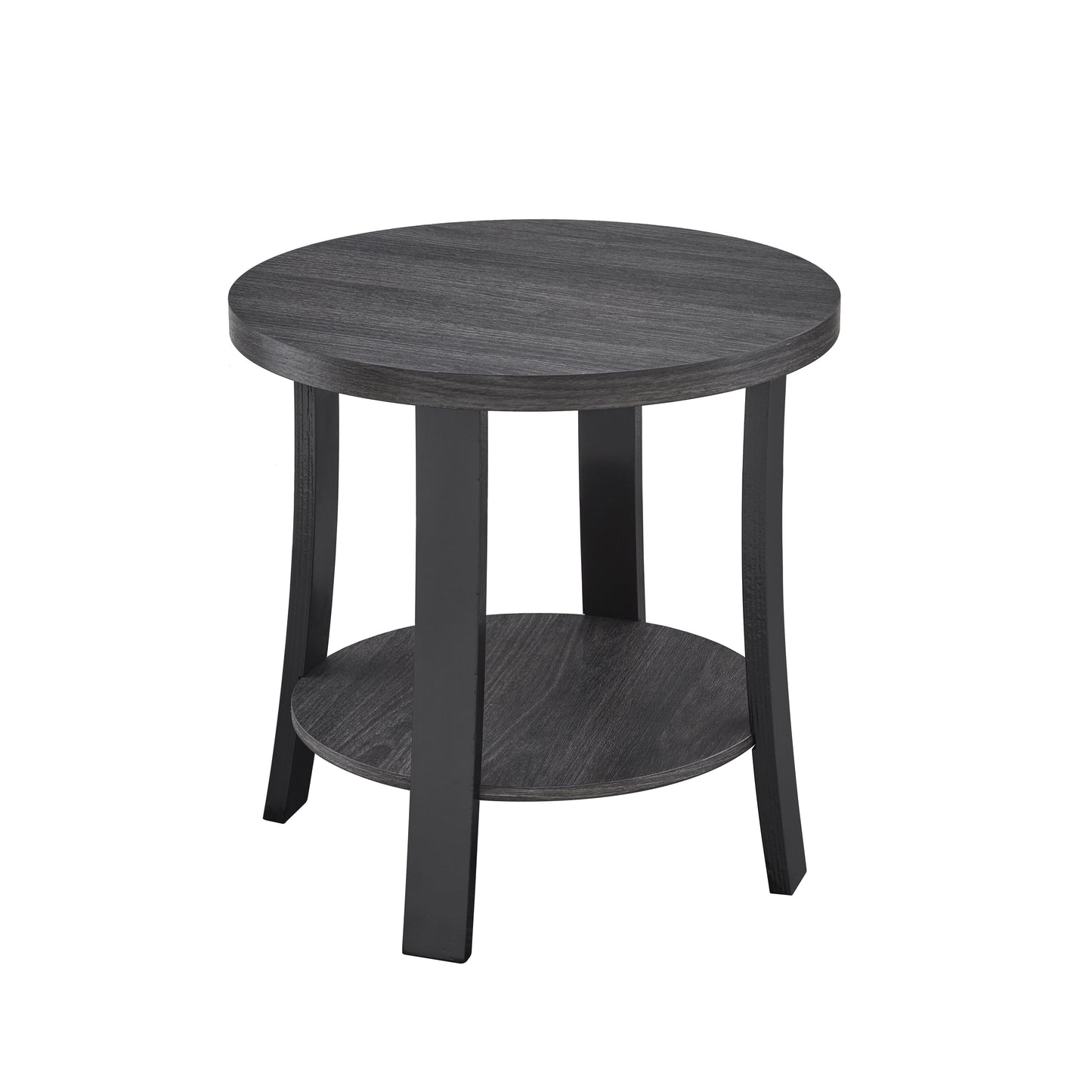 Roundhill Furniture Anze Contemporary Round Wood Shelf End Table