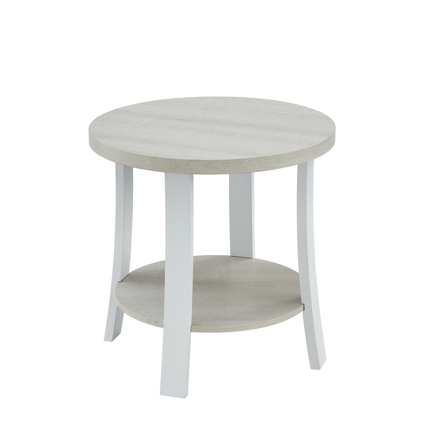 Roundhill Furniture Anze Contemporary Round Wood Shelf End Table