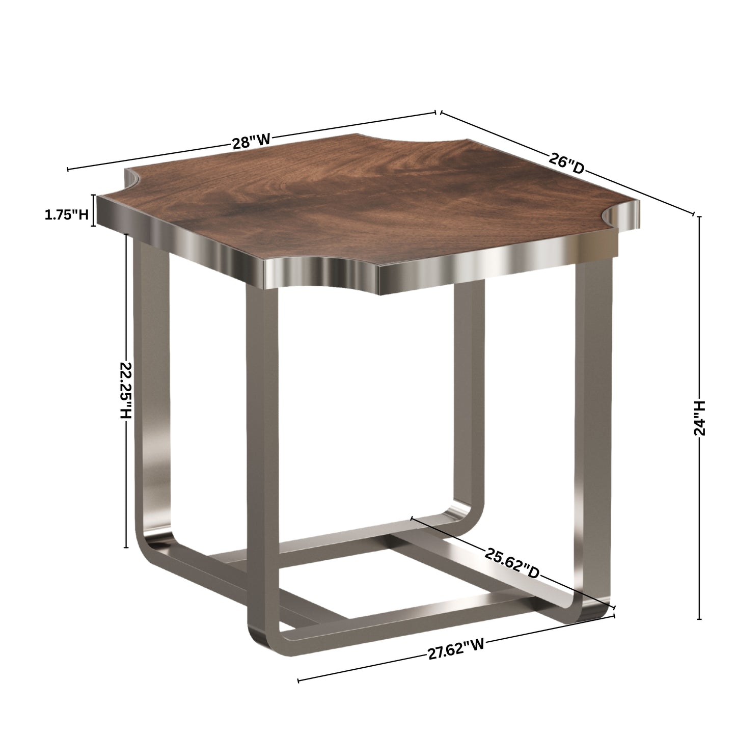 Roundhill Furniture Ruffin End Table, Nightstand, Brown