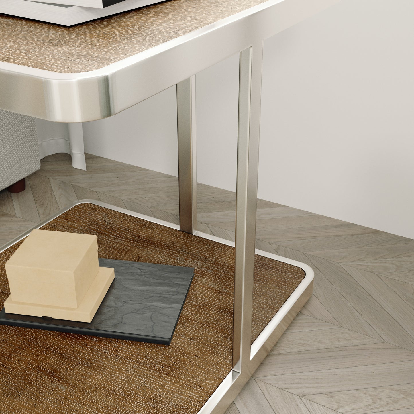 Roundhill Furniture Allan Contemporary Square End Table, Nightstand, Brown