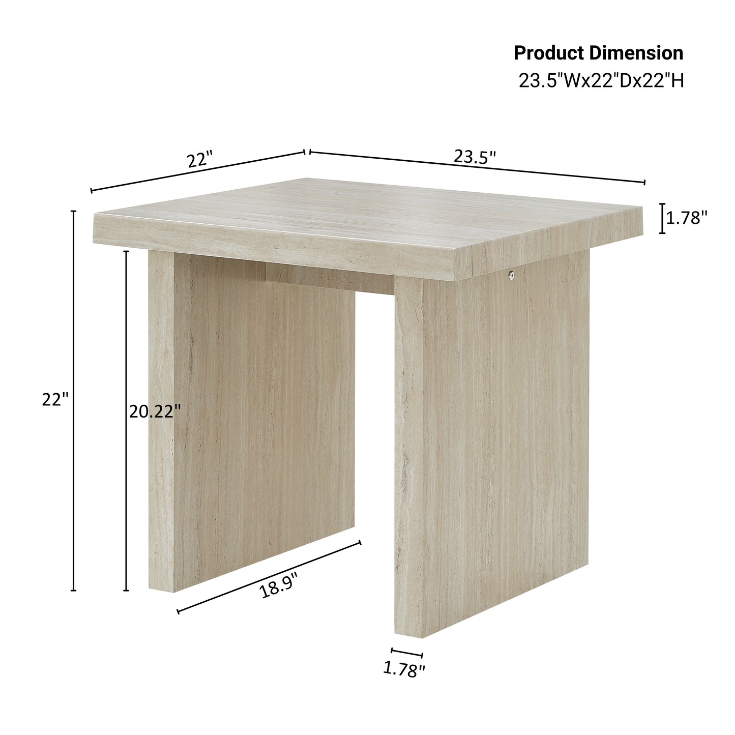 Roundhill Furniture Cavira Modern Faux Marble Living Room End/Side Table