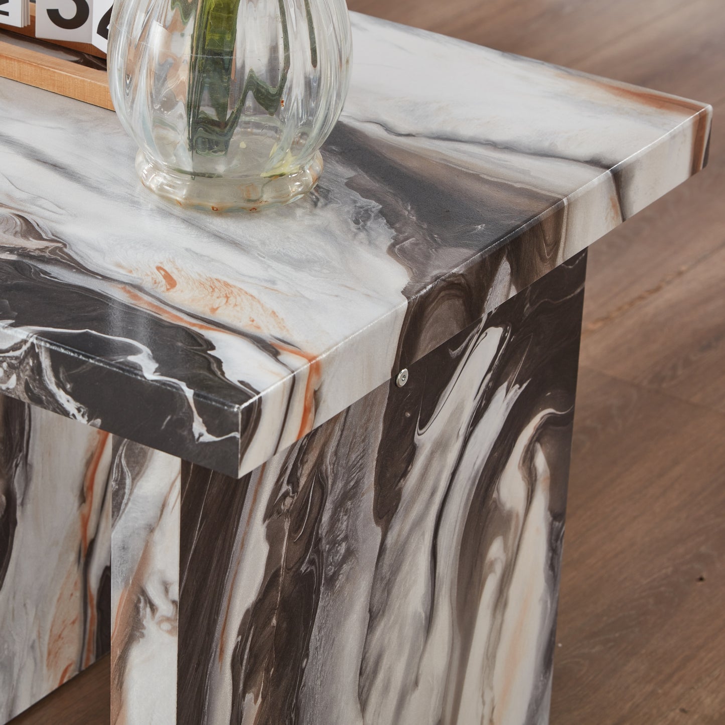 Roundhill Furniture Cavira Modern Faux Marble Living Room End/Side Table