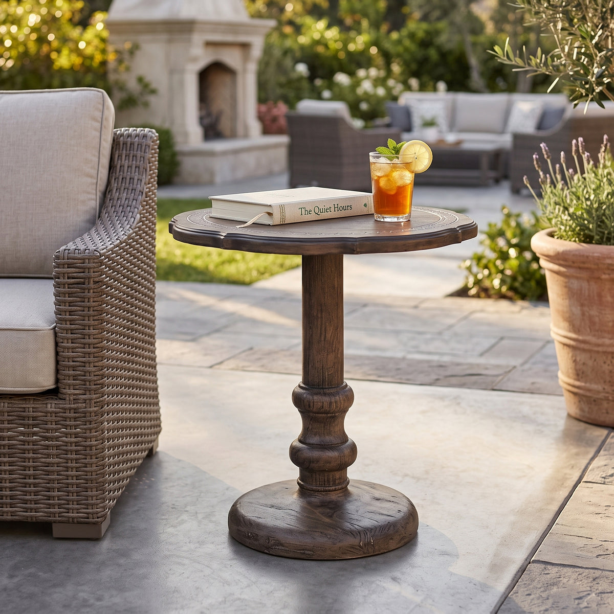 Roundhill Furniture Marlow Indoor/Outdoor Pedestal End Table